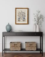 InSimSea Gold Bamboo Framed Canvas Wall Art, Retro Blue Hydrangea Botanical Prin... - Image 3