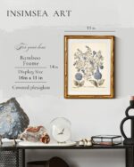 InSimSea Gold Bamboo Framed Canvas Wall Art, Retro Blue Hydrangea Botanical Prin... - Image 4