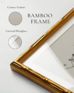 InSimSea Gold Bamboo Framed Canvas Wall Art, Retro Blue Hydrangea Botanical Prin... - Image 6