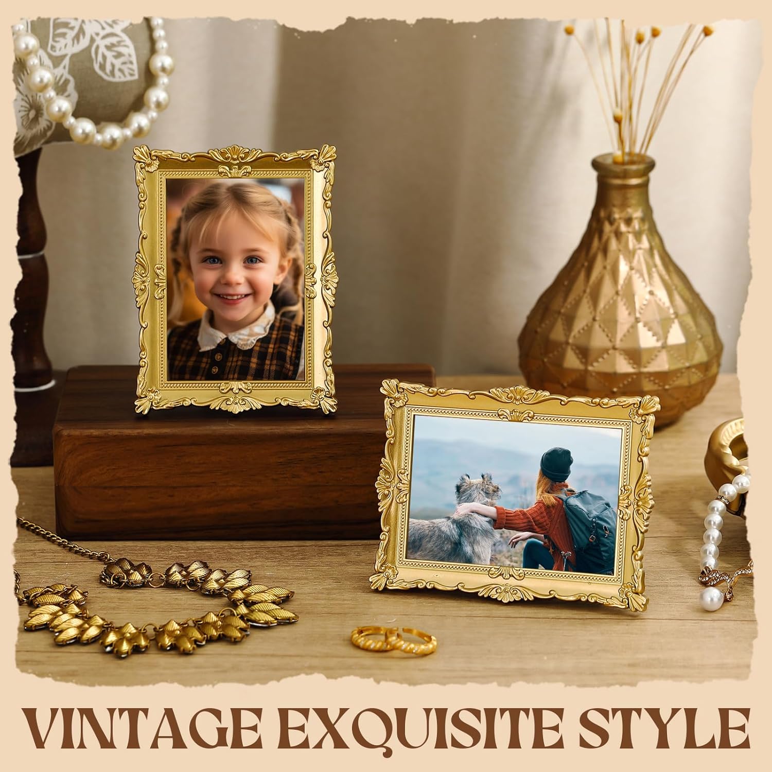Wonderjune 20 Pcs Vintage Mini Picture Frames for 2.5"x3.5" Wallet Size Picture ... - Image 6
