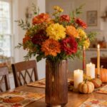 TIMEFOTO Flower Vase 7.5 inch Amber Thickened Hand Blow Glass Vase Round Vintage... - Image 4