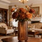 TIMEFOTO Flower Vase 7.5 inch Amber Thickened Hand Blow Glass Vase Round Vintage... - Image 6
