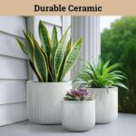 Ceramic Pots for Plants Set of 3 Sizes - 6, 5, 4 Inch Diameter Plant Pots with D... - Image 6