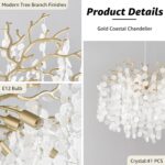 18-Inch Coastal Chandelier, 6-Light Gold Tree Branch Chandelier, Modern Foyer Be... - Image 6