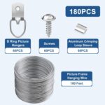 181 Pcs Zruosiniy Premium Picture Hanging Kit, 100FT Braided Hanging Wire, 60 D ... - Image 4