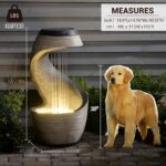 37" S-Shaped Outdoor Water Fountain with LED Lights, Modern Resin Cascading Wate... - Image 5