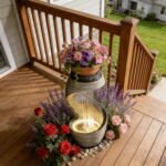 37" S-Shaped Outdoor Water Fountain with LED Lights, Modern Resin Cascading Wate... - Image 7