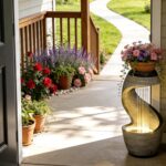 37" S-Shaped Outdoor Water Fountain with LED Lights, Modern Resin Cascading Wate... - Image 8