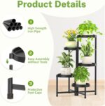 iDavosic.ly 5 Tier Folding Plant Stand Indoor Outdoor with Plastic Tray, Tiered ... - Image 4