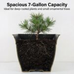 14 Inch Vintage Square Planter - 4 Pack Heavy Duty Antique Gold Plastic Flower P... - Image 5