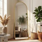 Suidia 56"x15" Arched Full Length Mirror with Stand, Full Body Mirror with Alumi... - Image 3