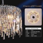 A AXILIXI Round Crystal Chandelier Modern 20" Drum Chandelier with Chain Chrome ... - Image 3
