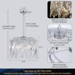 A AXILIXI Round Crystal Chandelier Modern 20" Drum Chandelier with Chain Chrome ... - Image 4