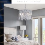 A AXILIXI Round Crystal Chandelier Modern 20" Drum Chandelier with Chain Chrome ... - Image 6