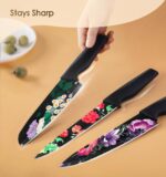 Astercook Knife Set, 12-Piece Flower Kitchen Knives Sets with Blade Guards, Dish... - Image 4