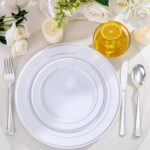 WELLIFE 600 PCS Silver Disposable Dinnerware Set for 100 Guests, Wedding Recepti... - Image 4
