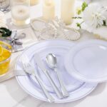 WELLIFE 600 PCS Silver Disposable Dinnerware Set for 100 Guests, Wedding Recepti... - Image 7