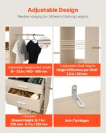 VEVOR Closet System with 2 Drawers, Adjustable Height Wooden Closet Organizers, ... - Image 6