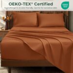 HYPREST Egyptian Cotton Sheets Queen Size Brunt Orange - 18 Inch Deep Pocket Que... - Image 4
