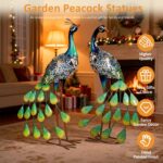 Kircust Solar Metal Peacock Statues - Set of 2 Weatherproof Outdoor Decor with S... - Image 3