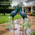 Kircust Solar Metal Peacock Statues - Set of 2 Weatherproof Outdoor Decor with S... - Image 4