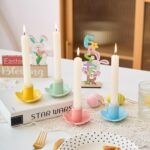 Colorful Ceramic Candlestick Holders Set of 4, Cute Easter Taper Candle Holders ... - Image 3