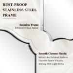 ANDY STAR Chrome Bathroom Mirror, 24x40 Inch Polished Silver Scalloped Mirror, B... - Image 4