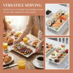 12" Serving Platters Set of 4, White Rectangular Plates, Ceramic Serving Tray, S... - Image 7
