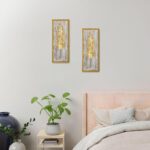 Gold Metal Wall Art with Wooden Base, 15.7"x6.3" Metal Frame Gold Wall Decor wit... - Image 6