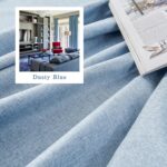 DUALIFE Dusty Blue Linen Pleated Curtains-72 Inch Wide Vertical Drapes Sliding G... - Image 3