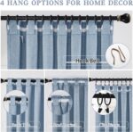 DUALIFE Dusty Blue Linen Pleated Curtains-72 Inch Wide Vertical Drapes Sliding G... - Image 4