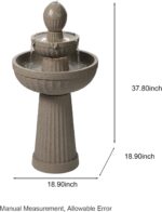 37.80” H Outdoor Water Fountain Made with Eco-Friendly Recyclable Materials, Pol... - Image 3