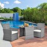 HAPPYGRILL 3 Piece Patio Furniture Set, Outdoor PE Rattan Wicker Bistro Set with... - Image 4