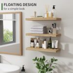Marsmiles Wood Floating Shelves for Wall Set of 3, 17 Inch Wide Rustic Wooden Fl... - Image 4