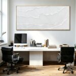 WINKAILIN White Wave Wall Art Textured Canvas Hand-drawn Minimalist Pictures Mod... - Image 7