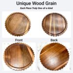 Small Wooden Decorative Tray,10 Inch Round Acacia Scalloped Tray for Coffee Tabl... - Image 4