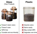 Glass Food Storage Canisters with Airtight Bamboo Lids – Set of 3 Clear 34oz Jar... - Image 6