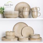 AmorArc Ceramic Dinnerware Sets, Handmade Reactive Glaze Stoneware Plates and Bo... - Image 8