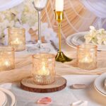MATAHUM 12 Pcs Gold Votive Candle Holder, Glass Tealight Candle Holders for Wedd... - Image 7