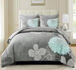 Yiran 7 Pieces Bed in a Bag Floral Comforter Set Queen Flowers Bedding Set Soft ... - Image 3