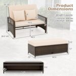 Tangkula Patio Rattan Daybed with 4-Level Adjustable Backrest, 2-Person Outdoor ... - Image 4