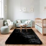 3x5 Solid Fluffy Black Area Rug – Washable, Durable, Living Room Rug, Non-Slip H... - Image 7