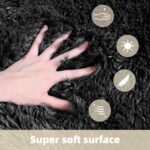 3x5 Solid Fluffy Black Area Rug – Washable, Durable, Living Room Rug, Non-Slip H... - Image 9
