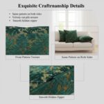 Velvet Throw Pillow Covers 18x18 Inch - Green Textured Double Sided Coral Patter... - Image 5