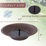 12.3" Solar Fountain Bird Bath for Outside, Metal Solar Bird Bath Fountains, Bir... - Image 4