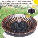 12.3" Solar Fountain Bird Bath for Outside, Metal Solar Bird Bath Fountains, Bir... - Image 5
