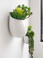 Mkono Wall Planter with Artificial Plants, Decorative Potted Fake Succulents Pic... - Image 6