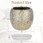 Ceramic Plant Pots for Plants Indoor 5.3 Inch Round Gold and White Flower Pot Gi... - Image 3