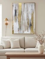 Zessonic Abstract Wall Art with Gold Foil - 24 x 32 Inches Gold and Gray Canvas ... - Image 5