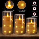 NURADA Flickering Flameless Candles: Built-in Star String Lights 3D Wick Acrylic... - Image 4